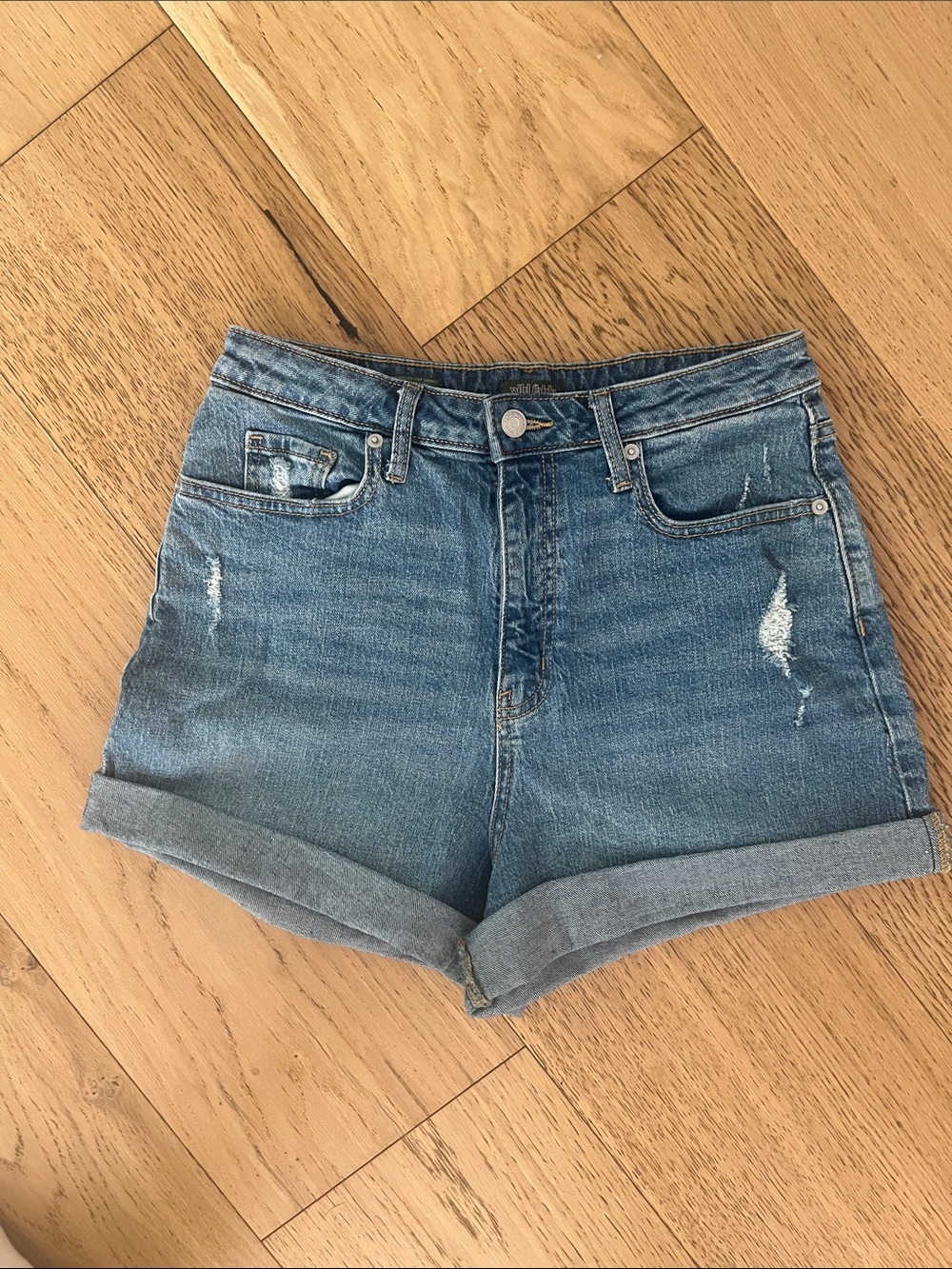 Wild Fable Light Blue High-Rise Rolled Hem Denim Shorts